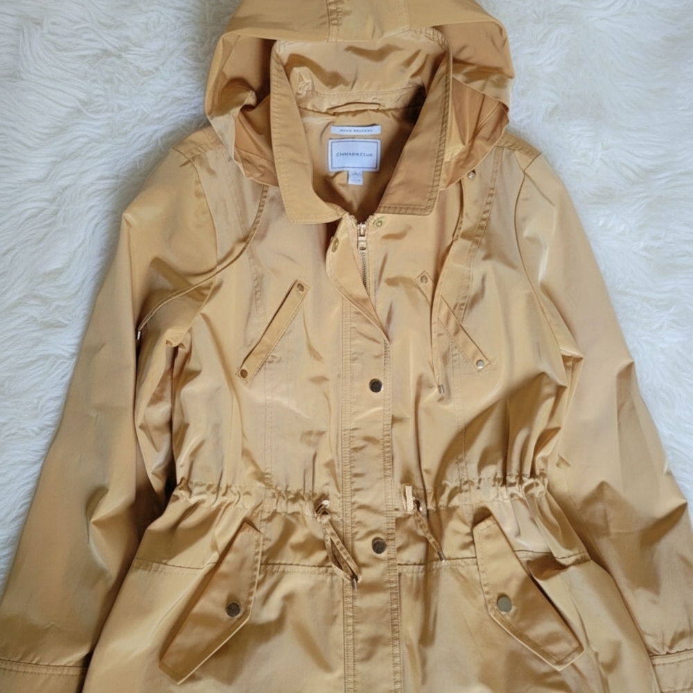 Women's Sz Petite Medium Charter Club Anorak Raincoat Yellow LIKE NEW - Picture 9 of 13